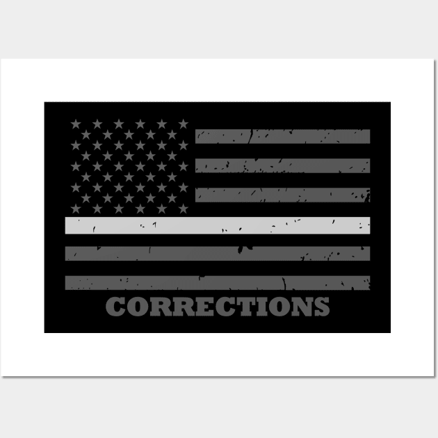 Corrections Officer Gift - Thin Silver Line Flag - Prison Officer Wall Art by bluelinemotivation